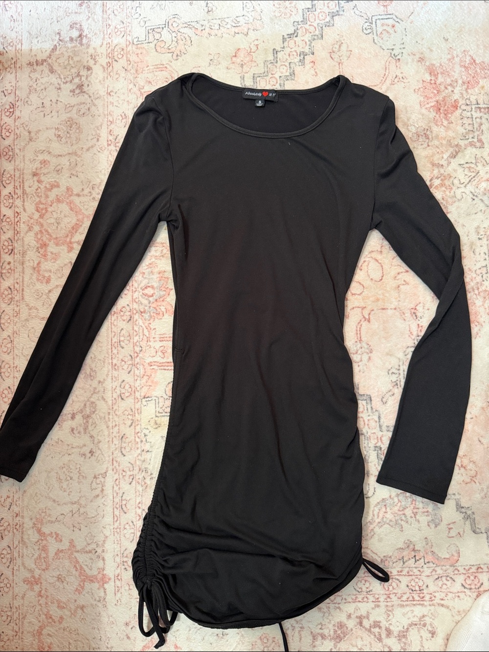 Y2K Black Long Sleeve Ruched dress Tunic